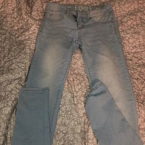 Light washed, low rise jeans